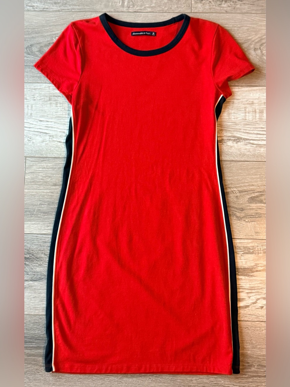 Abercrombie & Fitch Red Bodycon Dress Side Panel Stretch Cotton Size M